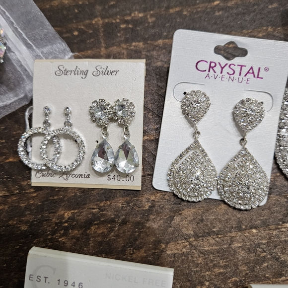 Assorted Silver-Tone Rhinestone Earrings & Necklaces - Picture 4 of 9